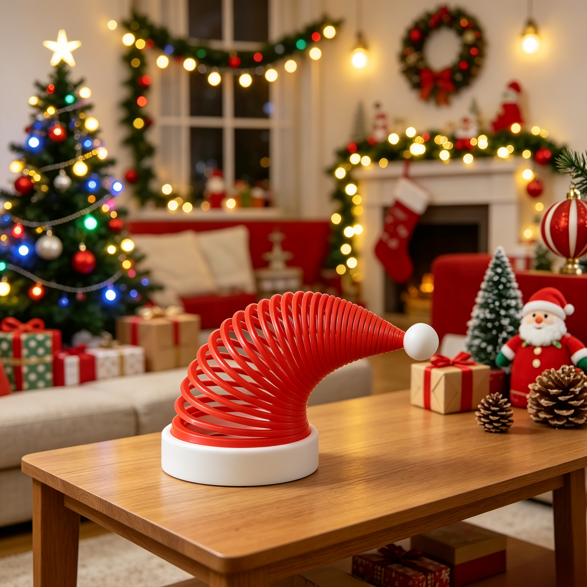 Bendable Spiral Christmas Hat Sculpture, PLA Made 3D Printed Home Decor for Holiday Party Decor