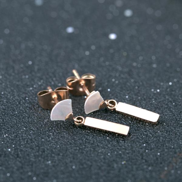 Elegant Lady Fashion Jewelry Stainless Steel Fan-Shaped Drop Earrings