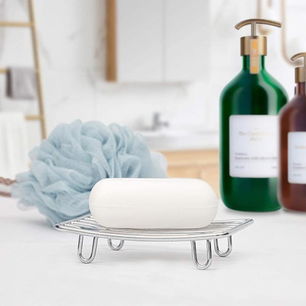 Stainless Steel Rust Proof Self Draining Bar Soap Dish Holder for Shower Bathroom