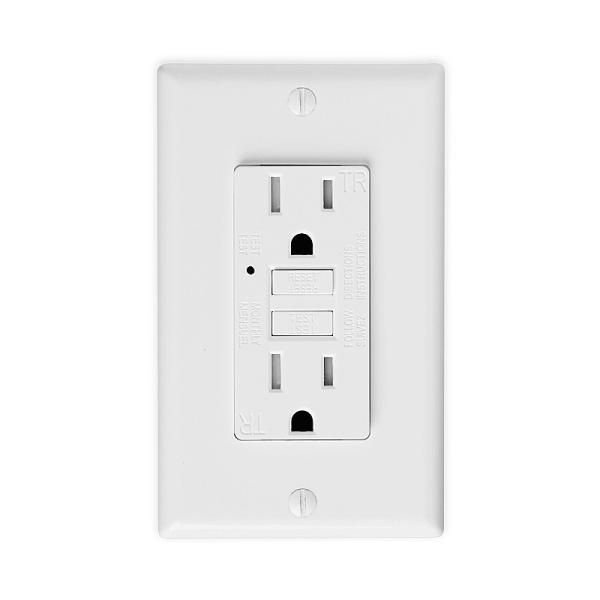 125V 60Hz Wall Mount GFCI Electrical Outlet Safety Self-Test Receptacle Module Unit