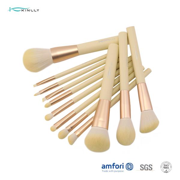 12pcs Aluminium Ferrule Wooden Handle Makeup Brushes