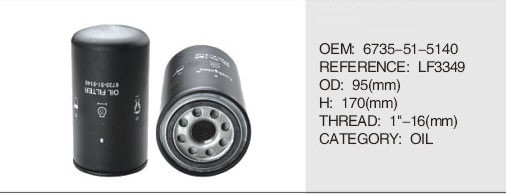 Truck Diesel engine parts oil filter  for komtsu  6735-51-5140