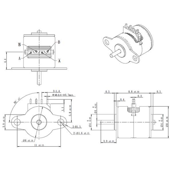 Мотор 8mm постоянного магнита VSM0801 Stepper с круглым валом 18 градусов шагает угол