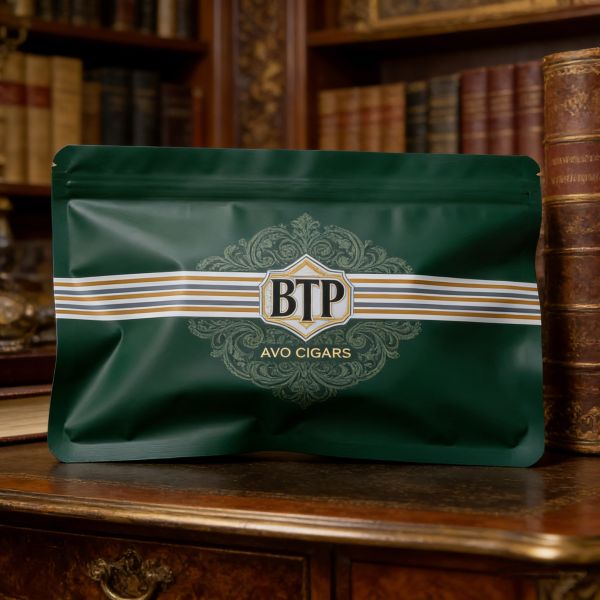 Custom Printed Heat Seal Food Grade Cigar Packaging Pouch Moisture Proof Resealable Three Side Sealed Bag for Premium Cigars