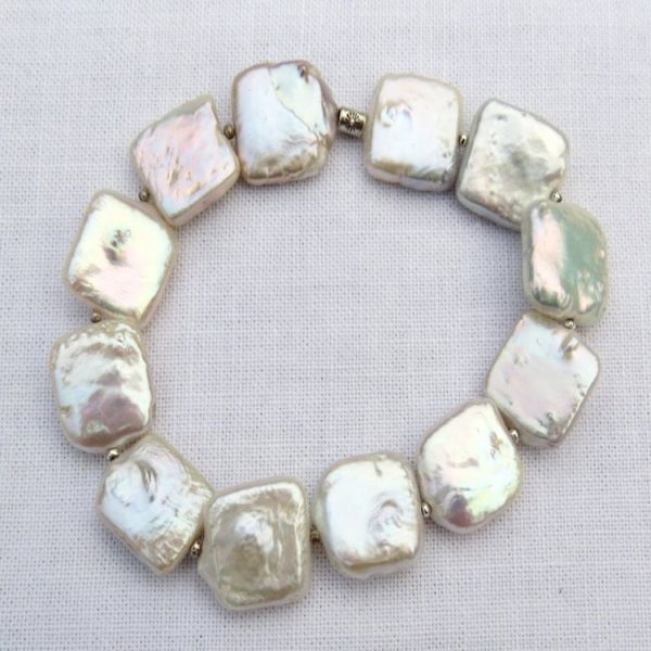 Handmade Elastic Baroque Pearl Bracelet Layered Irregular Stacked Pearl Bracelets