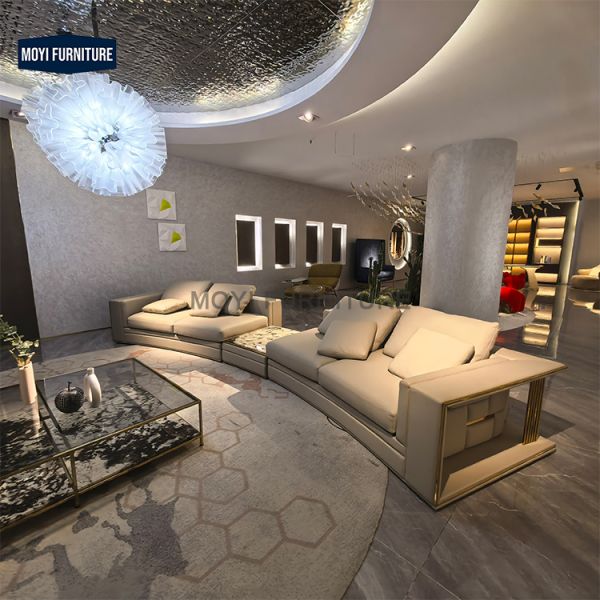Manufacturer Custom Luxury Italian Designer Half Moon Sofa New Design Home Sofa Set Furniture Luxury Living Room Sofa