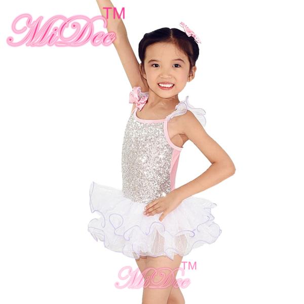 Curling Hem Tiers Skirt N Curling Hem Ruffle Straps Silver Sequins Over Pink Dress Dance Clothes for Kids