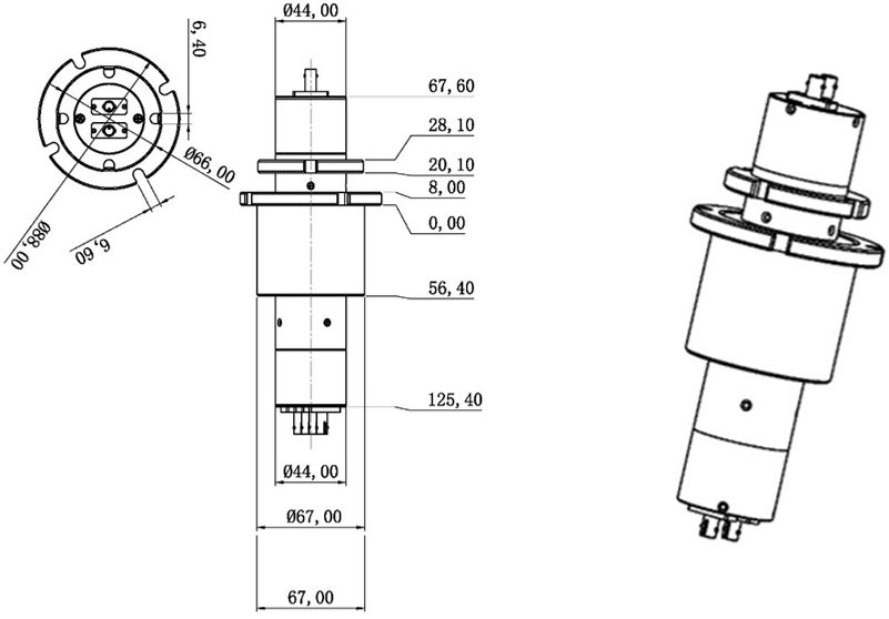 High Precision Metal Fiber Optic Rotary Joint For Radar / Electro Optical Pods