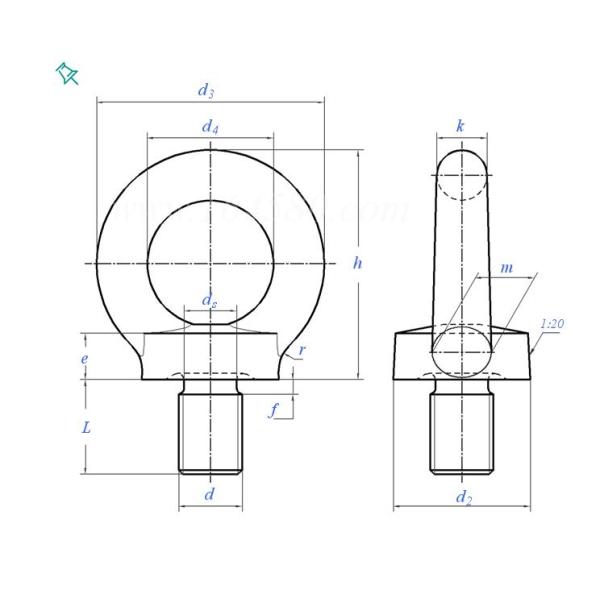 High Strength  Customized Fasteners Lifting Bolt Ring Screw Hook Bolts Steel 50mm/40mm/25mm  Custom Eye Bolts Din580