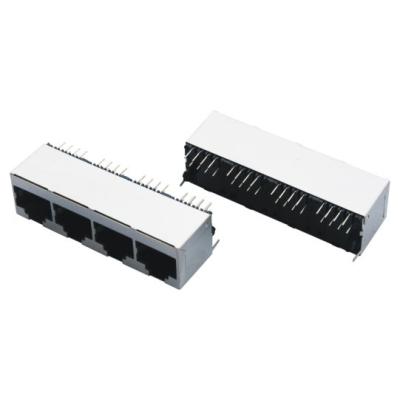 Conector múltiplo superior do porto rj45 do grau 1x4 da entrada 180 sem magnetics interno