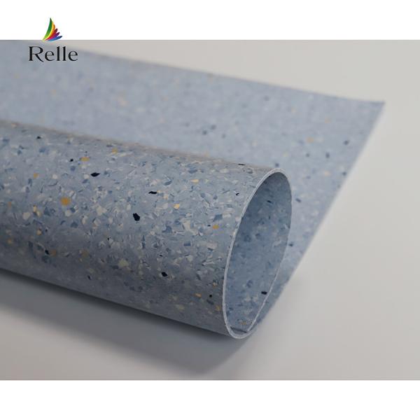 Relle rouleau de sol en vinyle antibactérien homogène en granit bleu et blanc avec revêtement PUR
