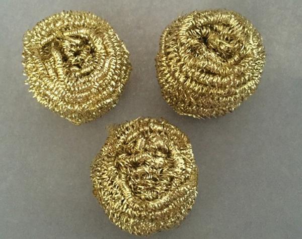 Kitchen Cleaning Brass Scouring Pads Durable Protecting Hands From Being Hurt