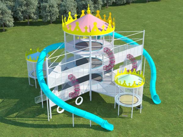 Kindergarten Plastic  Large Dream Slide  Blue Yellow Outdoor Playground Equipments