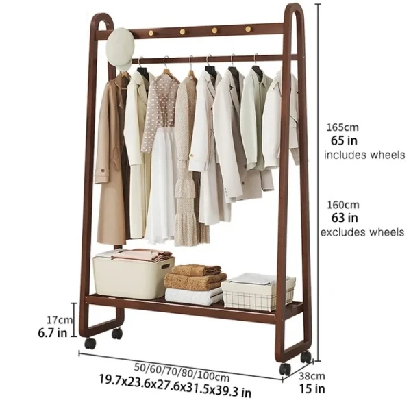 50cm Clothing Garment Rack Coat Multifunctional Bedroom Hanging Organizer Wardrobe Storage Shelves
