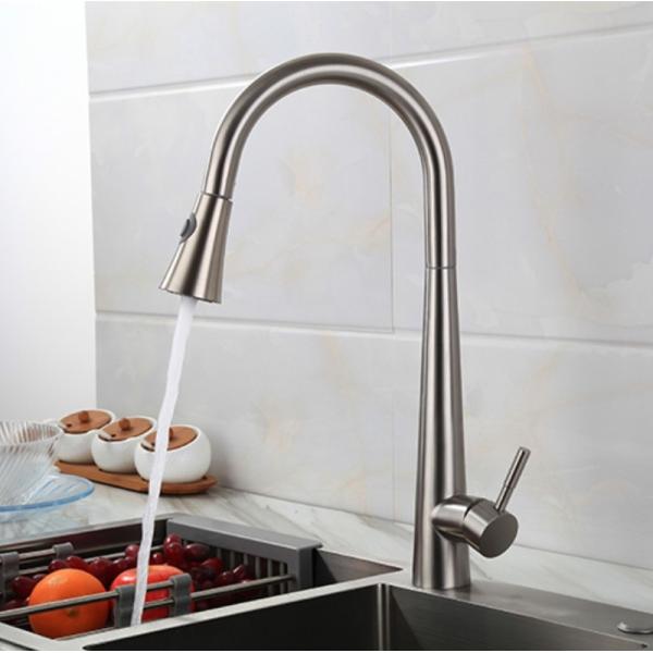 stainless steel Pull Out Black Single Hole Kitchen Faucet Mixer Hot Cold Brushed