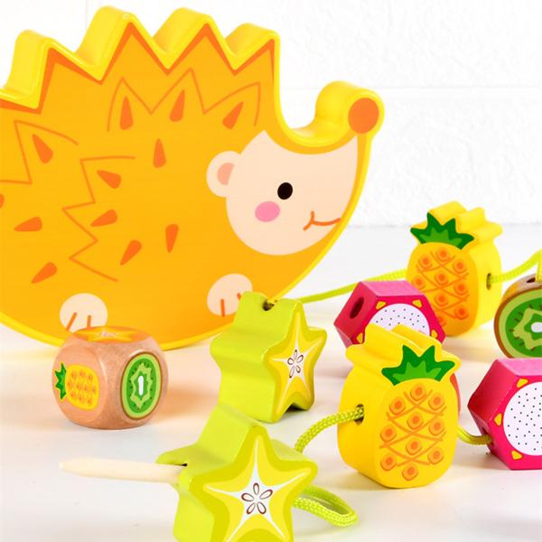 Wooden Stacking Balance Building Block Toys Cartoon Animal Hedgehog Fruit Blocks Balance Games Montessori Toys