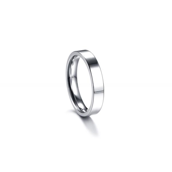 Women Stainless Steel Flat Rings Silver / Rose Gold / Gold Plated Polished Stackable 4mm