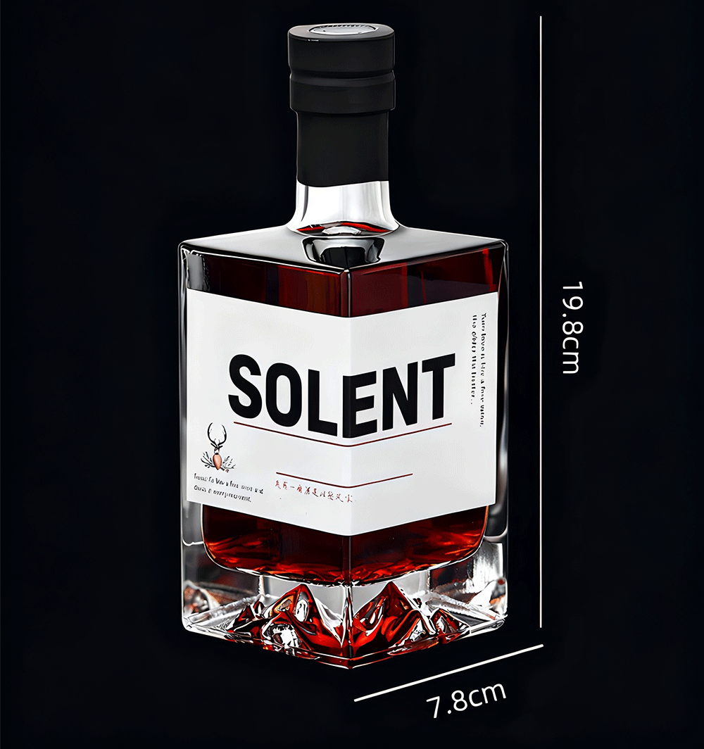 500ml Box Style Glass Bottle For Spirits With Thickened Pedestal Liquors
