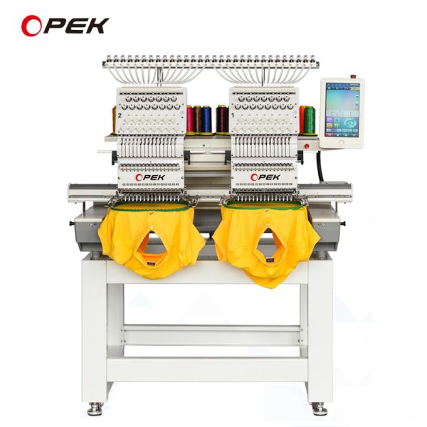 Opek  Professional High Speed 1200 rpm 12 Needle Sewing Cap Embroidery Machine Computerized 2 Head Embroidery Machine