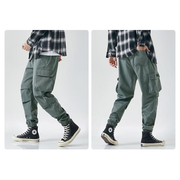 Men'S Casual Outdoor Elastic High Waisted Baggy Workout Pants With Pockets Solid Color