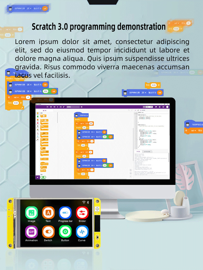 доски развития LVGL модуля 320 * 240 LCD tft 3,2 дюймов PCB ST7789 маломощной желтый