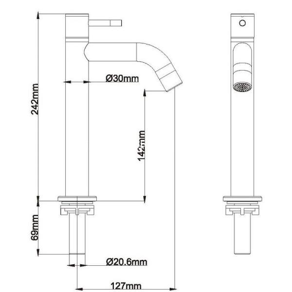 Modern design stainless steel single lever basin faucet with spout