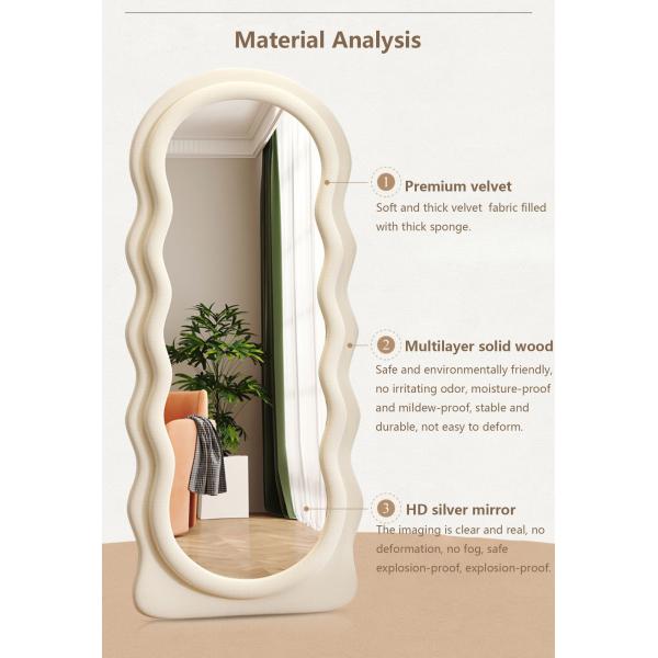 Velvet MDF Arched Standing Mirror Oversized Full Length Oem