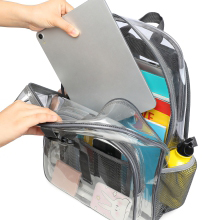 Clear Backpack Heavy Duty - Clear Book Bag with Multi-pockets Large See Through Backpack for College Workplace - Black