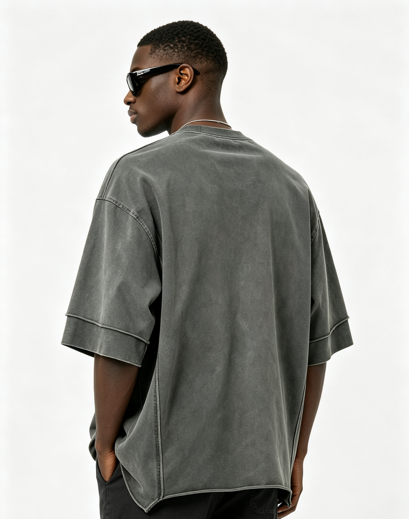 285GSM Streetwear Oversized T Shirt Vintage Wash Oversized Cotton Tee Irregular Hem