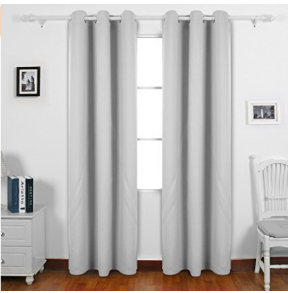 Plain Grey Custom Window Curtains OEM Acceptable 100% Polyester Material