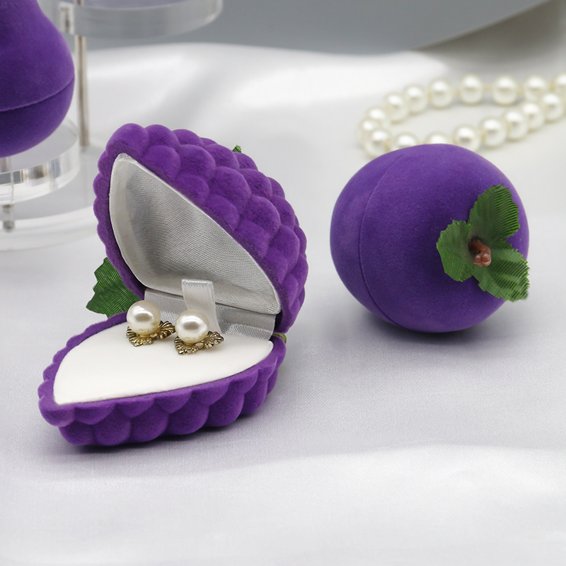Fruit Style Luxury Jewelry Box Velvet Jewelry Packaging Box Purple Color