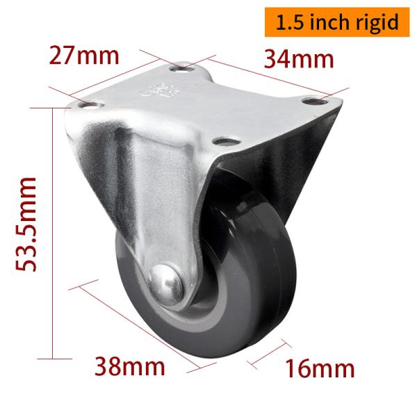 Casters EDL Mini Duty Casters 1.5 pulgadas 30 kg Plate TPU por rígido, giratorio y tipo de freno 2015P-72