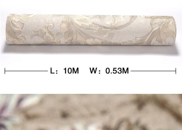 Grey Removable Embossed Floral Pattern Country Bathroom Wallpaper / Wall Coverings