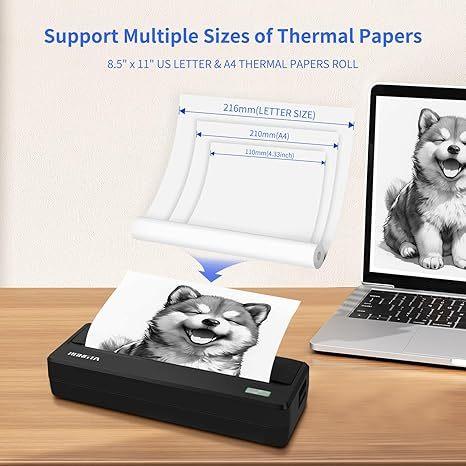 PN81 Inkless Portable Printer for Travel, 300Dpi Wireless Bluetooth Thermal Printer, Compatible with Android/iOS & Laptop