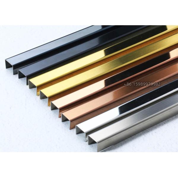 Bright Mirror Stainless Steel U Channel Trim Tile Separation 12mm X 12mm X 12mm