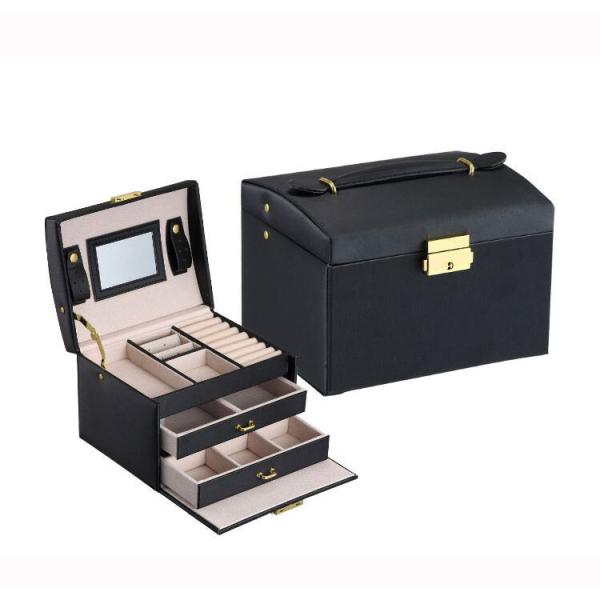 Accepable OEM/ODM Fashion Suit Travel Jewelry Boxes with Large Storage in Pu Leather