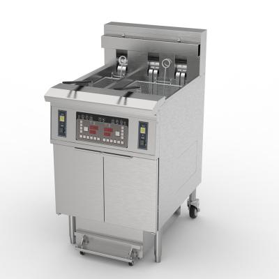 electric two pots 3 baskets 21.5L+11.6L with oil filter system chips open deep fryer
