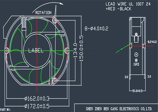 220V Metal Cooling Fans , 150mm Computer Fan High Airflow Aluminium Alloy