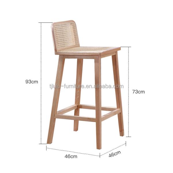 W46*D46*H93cm Muebles de bar Silla de rotín nórdica Silla de piernas altas Silla de bar Taburete Silla de madera para bar