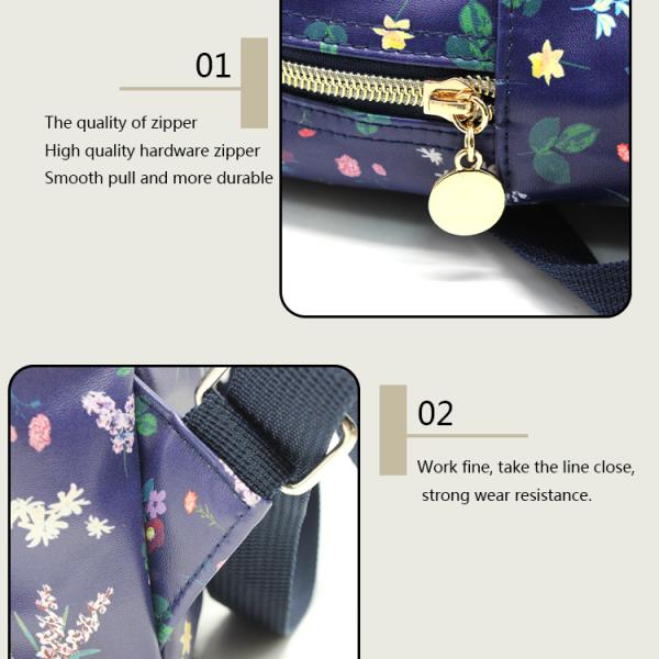 24cm 28cm Womens Waterproof Backpack Nylon Floral Backpack Purse
