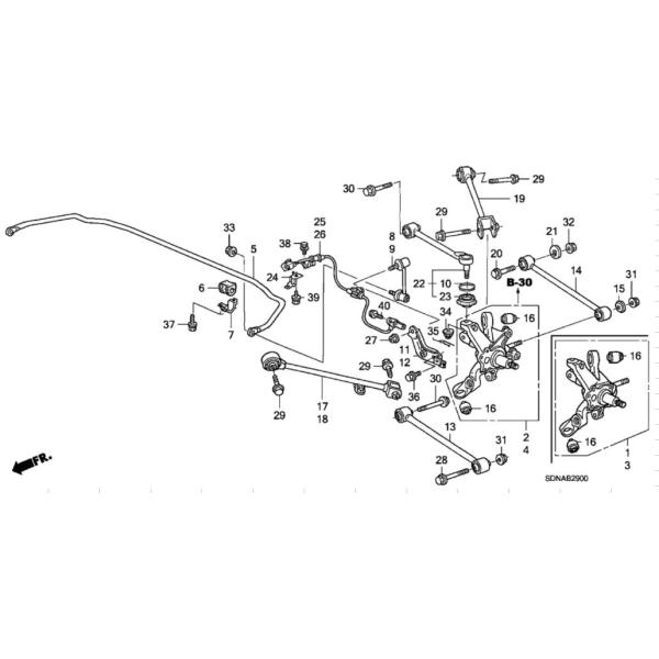 Стандартный задний верхний кронштейн подвески 52390-SDA-A01 для Honda Accord 03-07