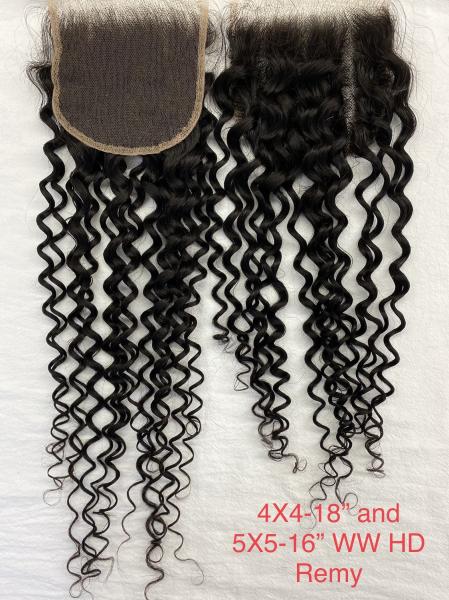 HD LACE 4X4 Lace Frontal Closure  Water Wave Ear to Ear HD Lace Frontal Pre Plucked 10-24inch  Human Hair Frontal Closures Free Part 150% Density Natural Black Color