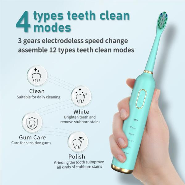 Bake Paint UV Sanitizer Electric Toothbrush IPX7 Waterproof With 12 Modes