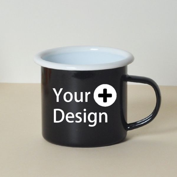Enamel Coating Double Coating 12 Oz Coffee Mug Custom Style White Camping Enamel Cup Excellent for Custom Logo Printing