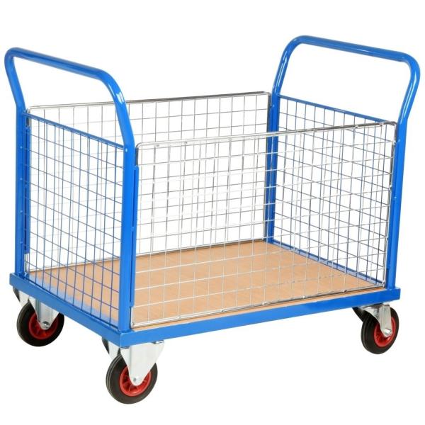 Zinc Plated 500KGS Flatbed Trolley With Sides Metal Fab Products