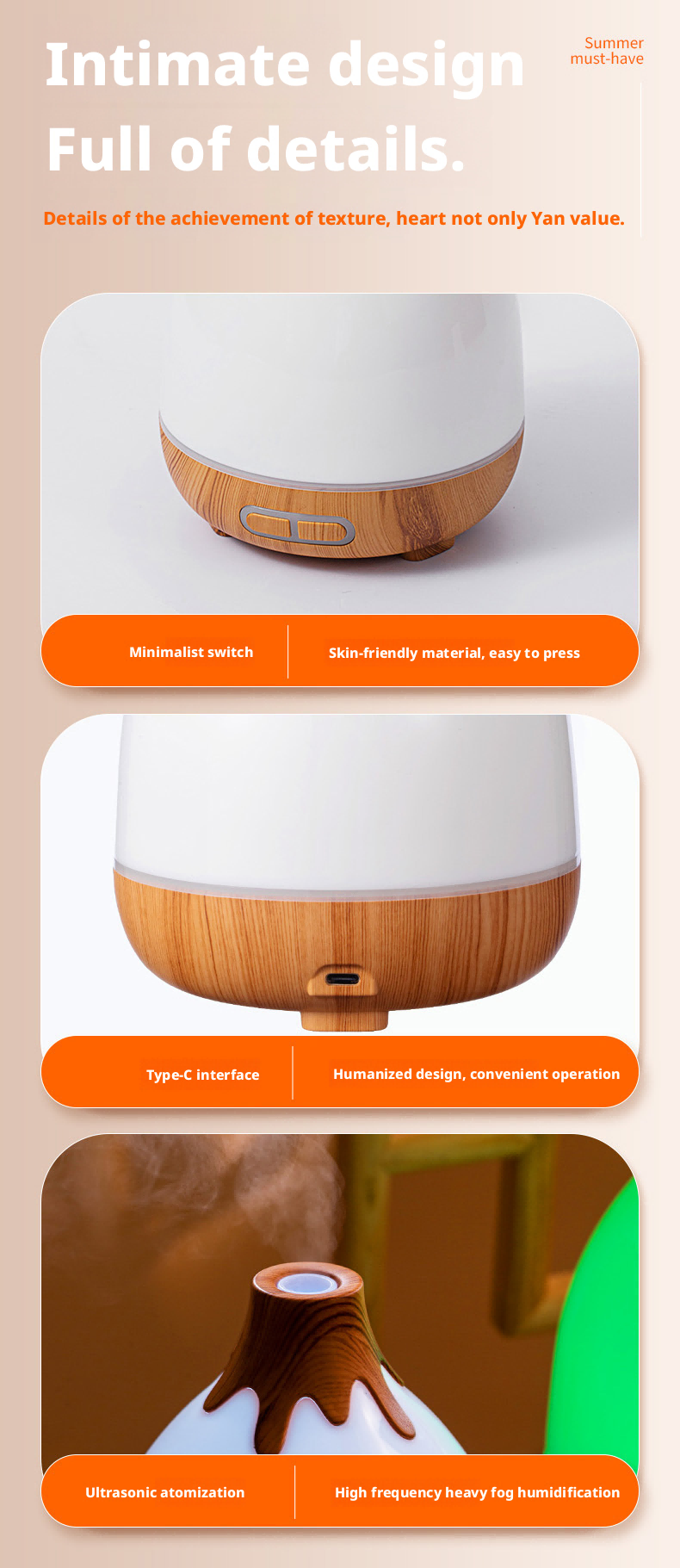 Diffuser Machine Premium Ultrasonic Volcano Aromatherapy Diffuser LED Air Purifying Fragrance Sprayer