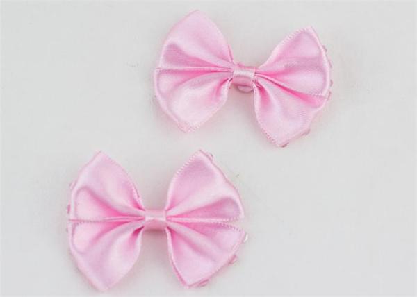 Pink Tie Christmas Ribbon Bow Tie , Satin Ribbon Bows Eco Friendly