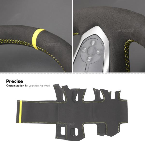 Hand Stitching Black Suede Steering Wheel Cover for Chevrolet Silverado 1500 LD Suburban Tahoe 2014-2018