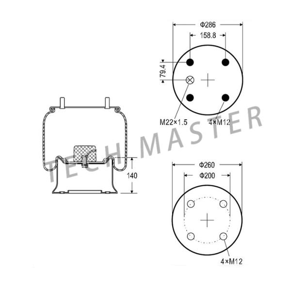 Recambios de los camiones pesados de las amortiguaciones de aire con resorte 1R14-730 del camión del balón de aire para el SAF