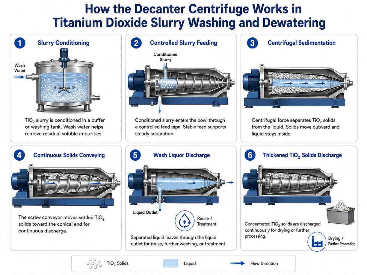 Decanter Centrifuge for Titanium Dioxide Slurry Washing and Dewatering